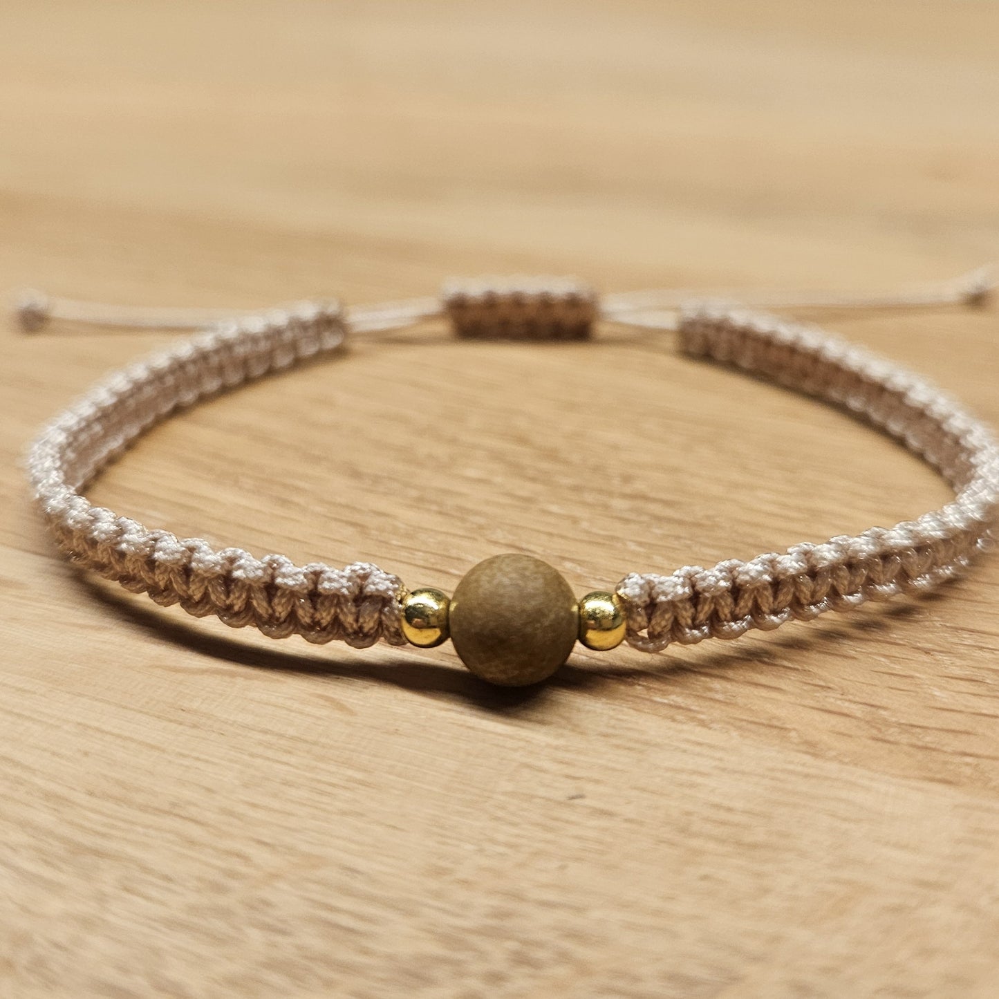 Makramee-Armband – Line - Dalmatiner Jaspis braun