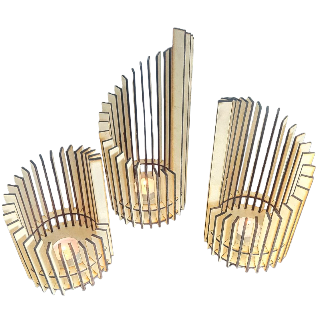 Holz Design Windlicht - Säule - Set