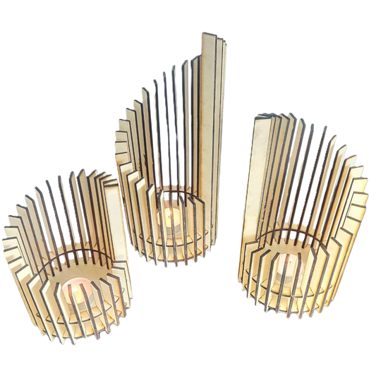 Holz Design Windlicht - Säule - Set