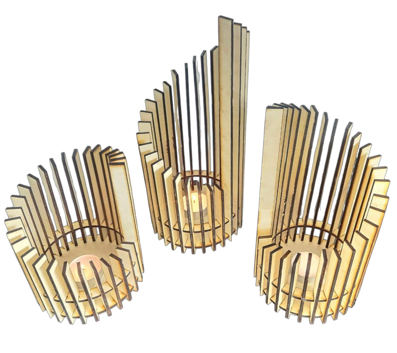Holz Design Windlicht - Säule - Set