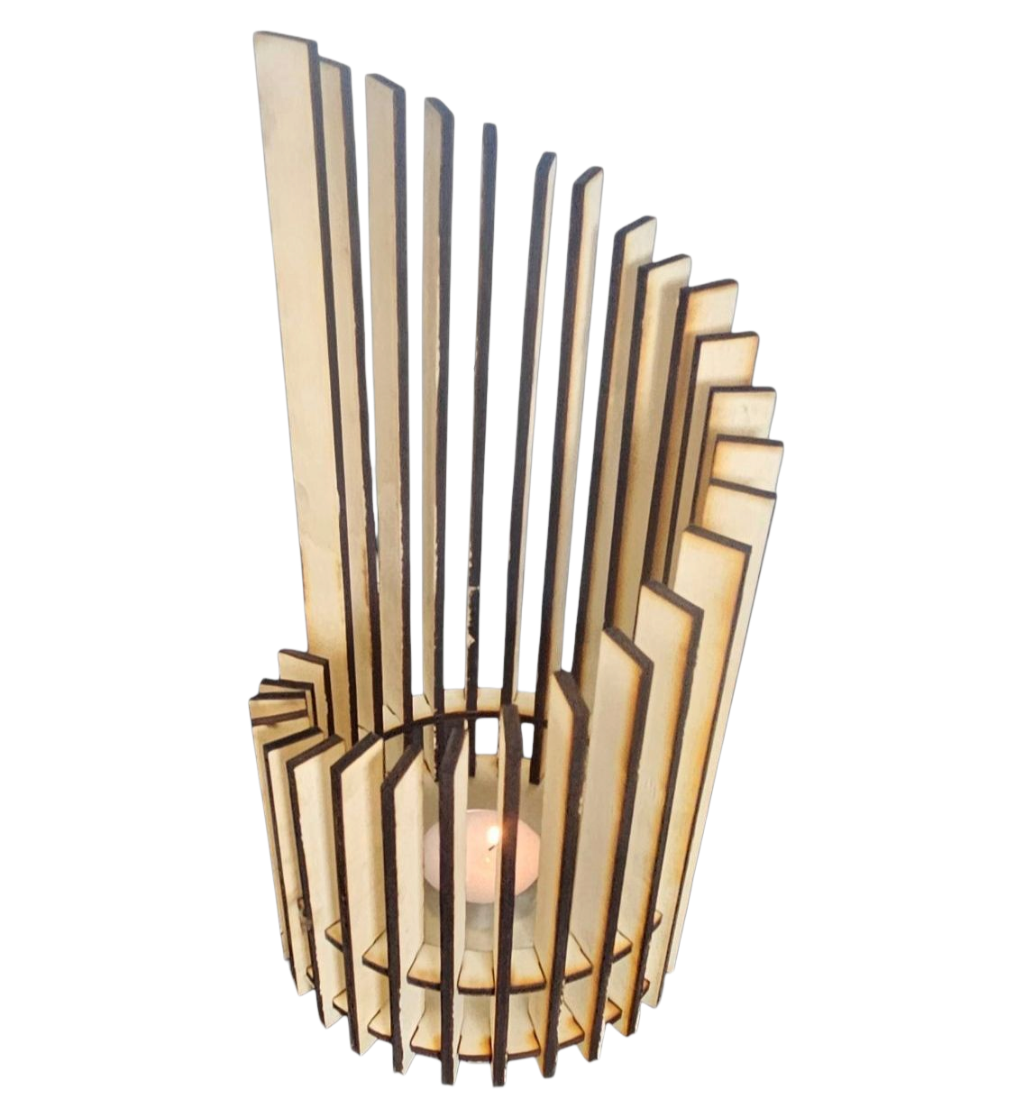 Holz Design Windlicht - Säule - Set