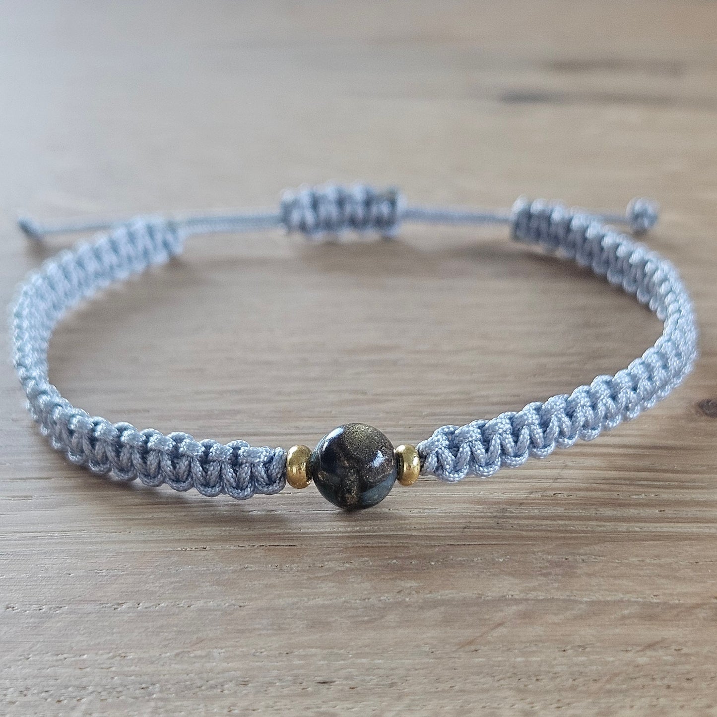 Makramee-Armband – Line - See bule cloisonné
