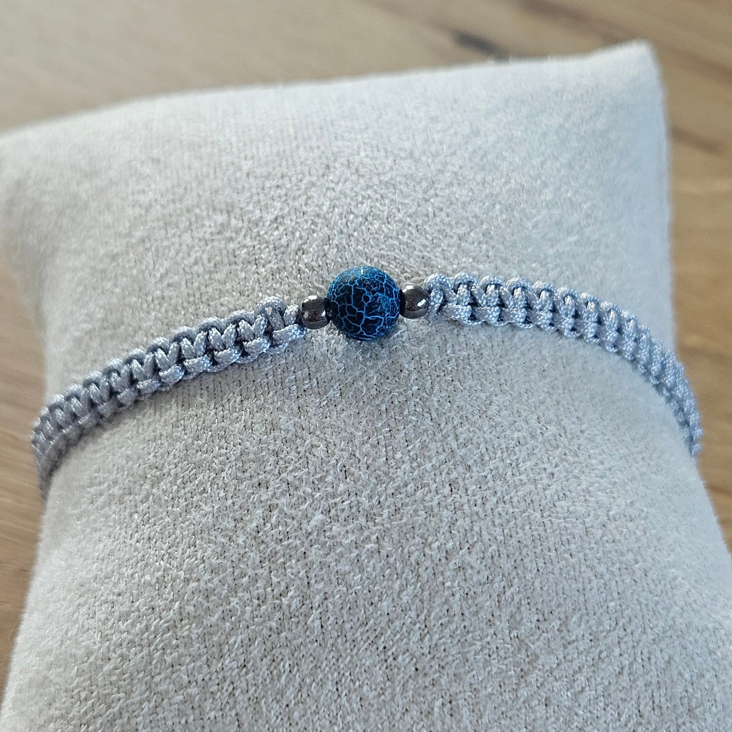 Makramee-Armband – Line - Drachenachat blau