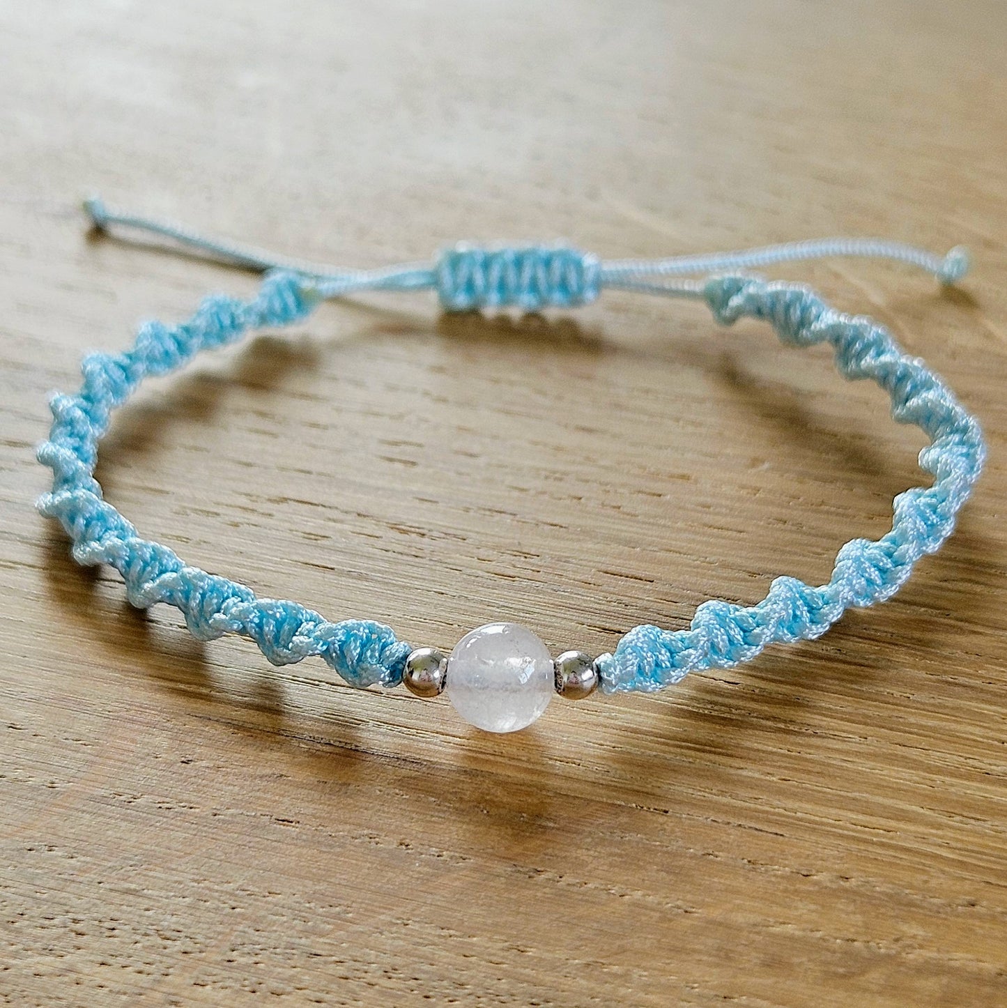 Makramee-Armband – Twist - Rosenquarz