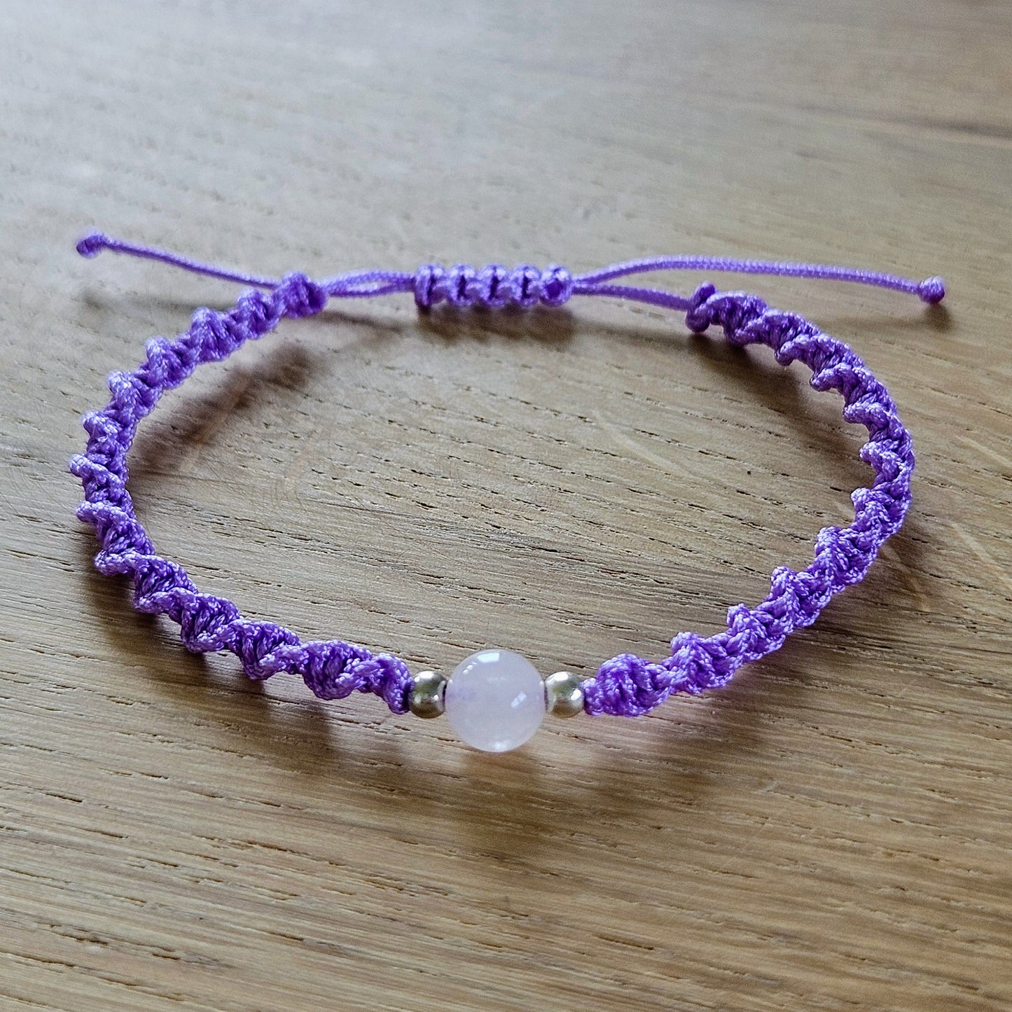 Makramee-Armband – Twist - Rosenquarz
