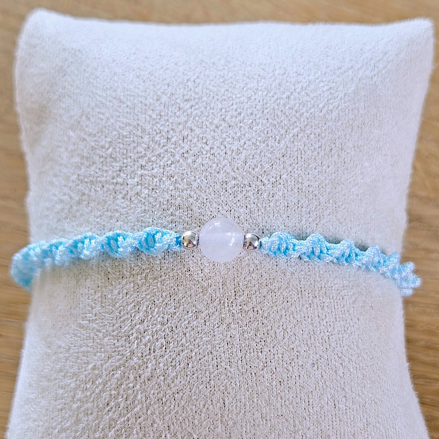 Makramee-Armband – Twist - Rosenquarz
