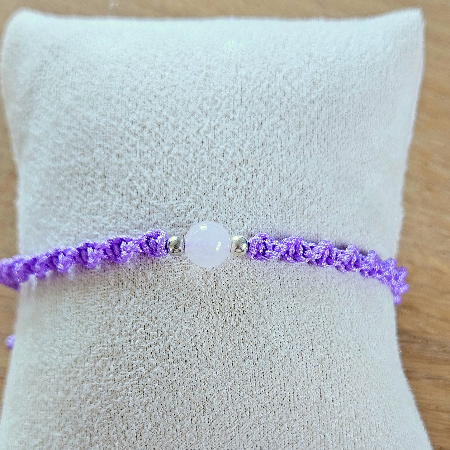 Makramee-Armband – Twist - Rosenquarz