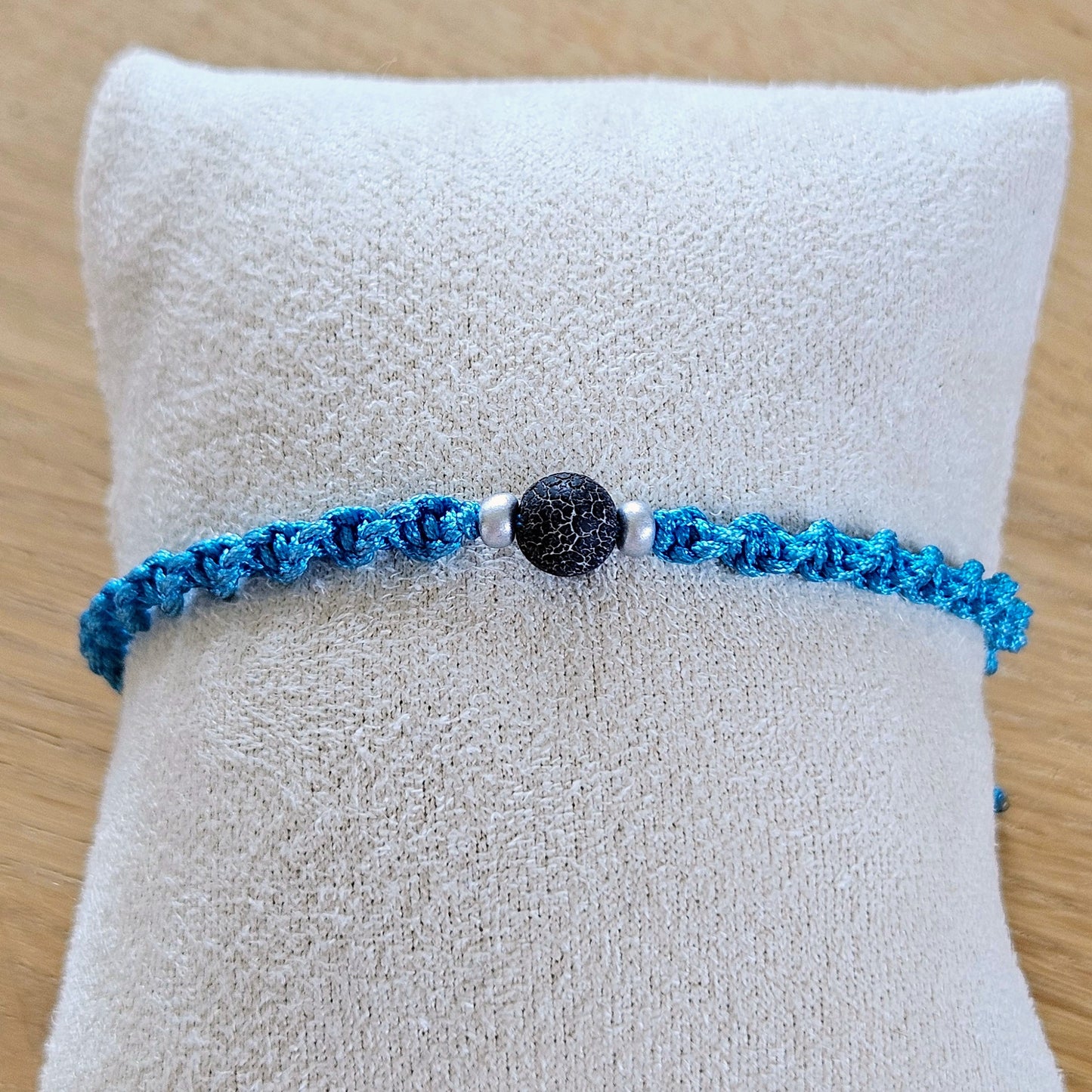 Makramee-Armband – Twist - Drachenachat schwarz