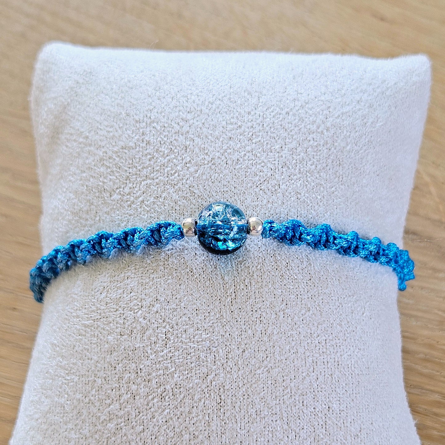 Makramee-Armband – Twist - Kristallglasperlen blau