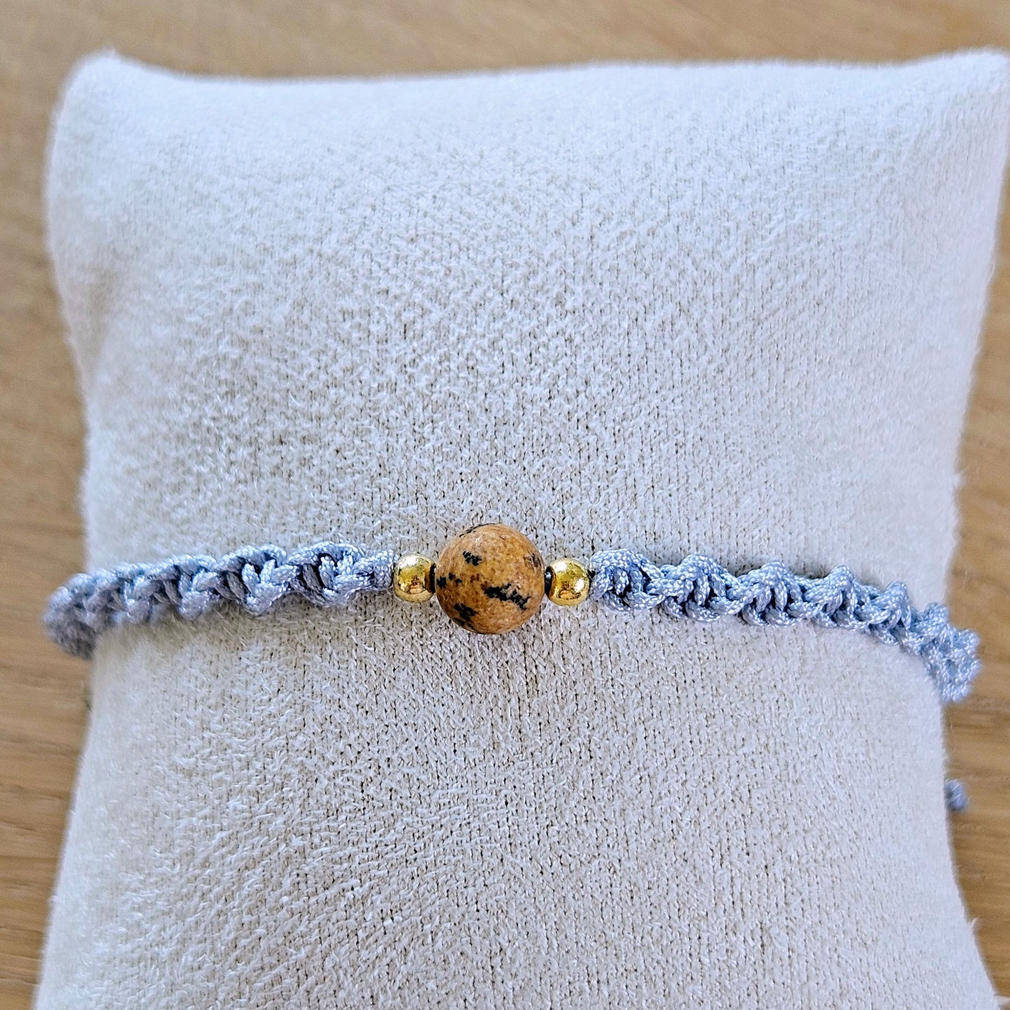 Makramee-Armband – Twist - Dalmatiner Jaspis braun