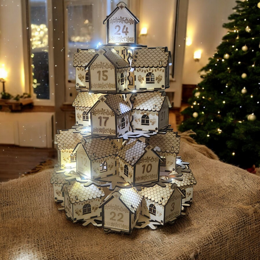 Adventskalender mit 24 Häuschen