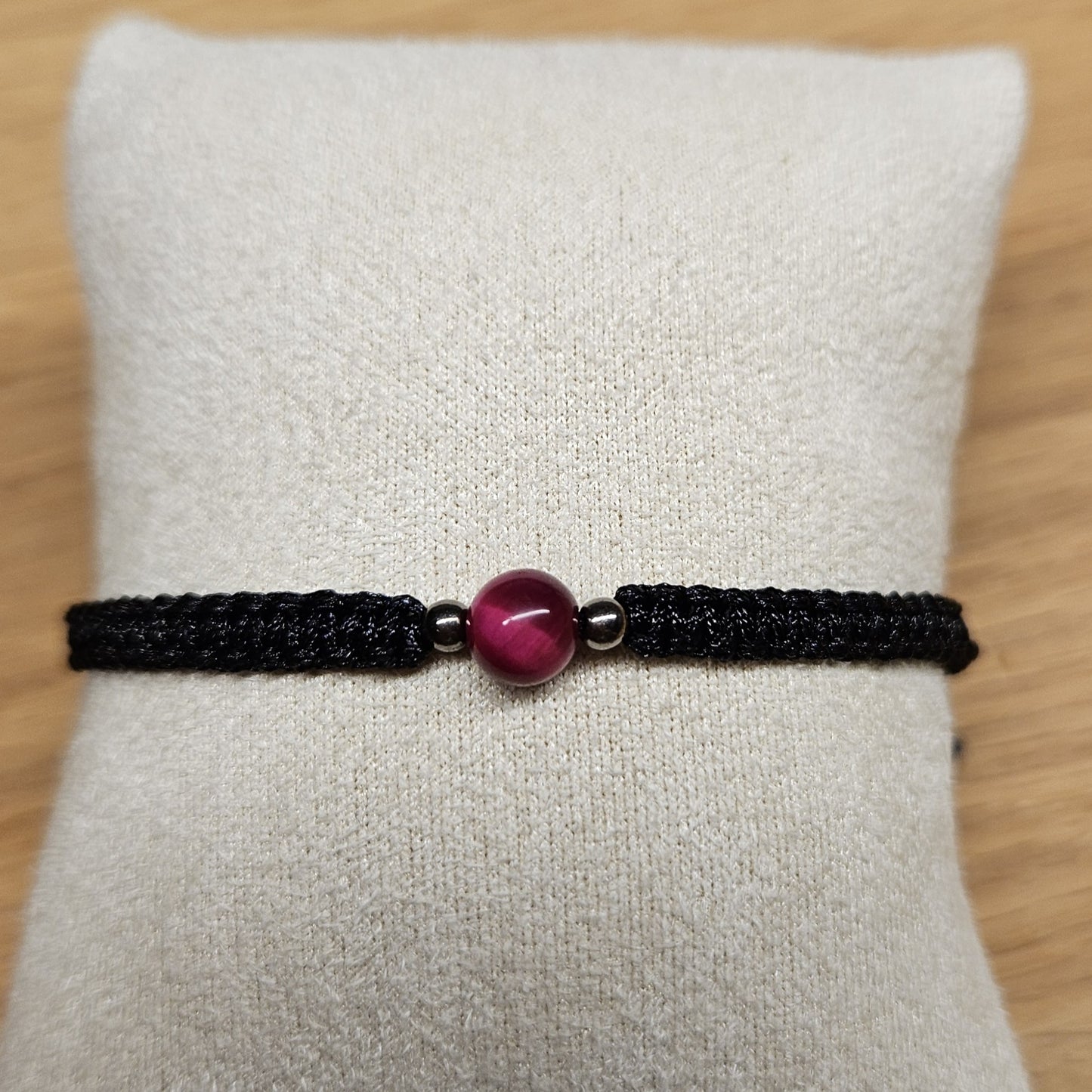 Makramee-Armband – Line - Tigerauge pink