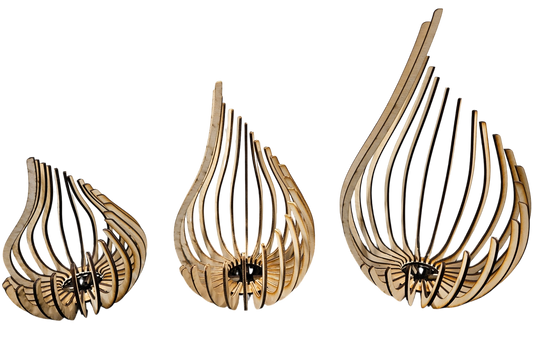 Holz Design Windlicht - Tropfen - Set