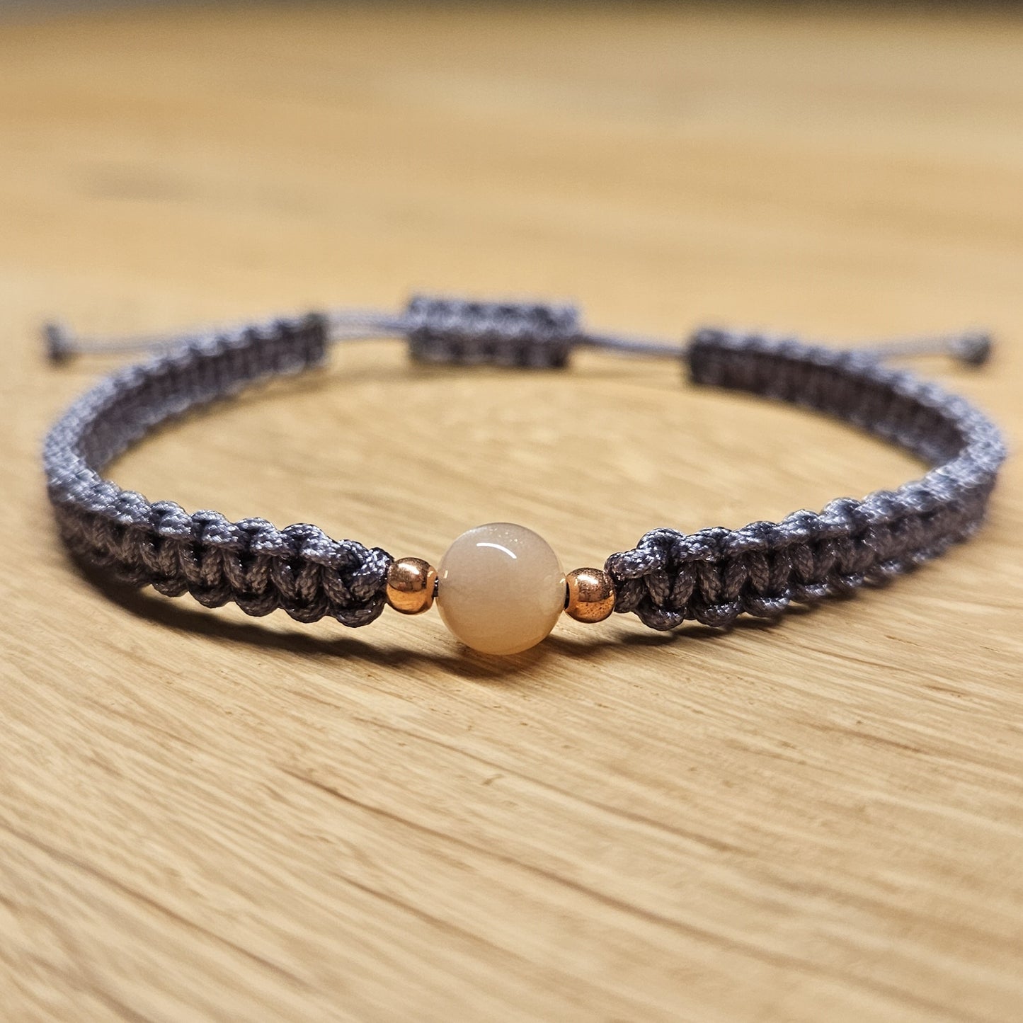 Bracelet macramé – Line – Quartz rose