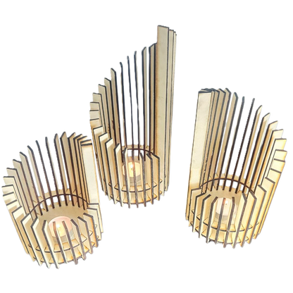 Holz Design Windlicht - Säule - Set