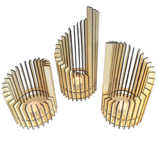 Holz Design Windlicht - Säule - Set