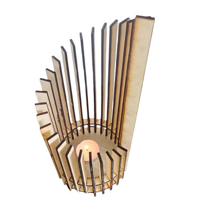 Holz Design Windlicht - Säule - Set