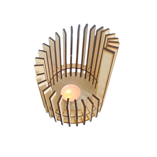 Holz Design Windlicht - Säule