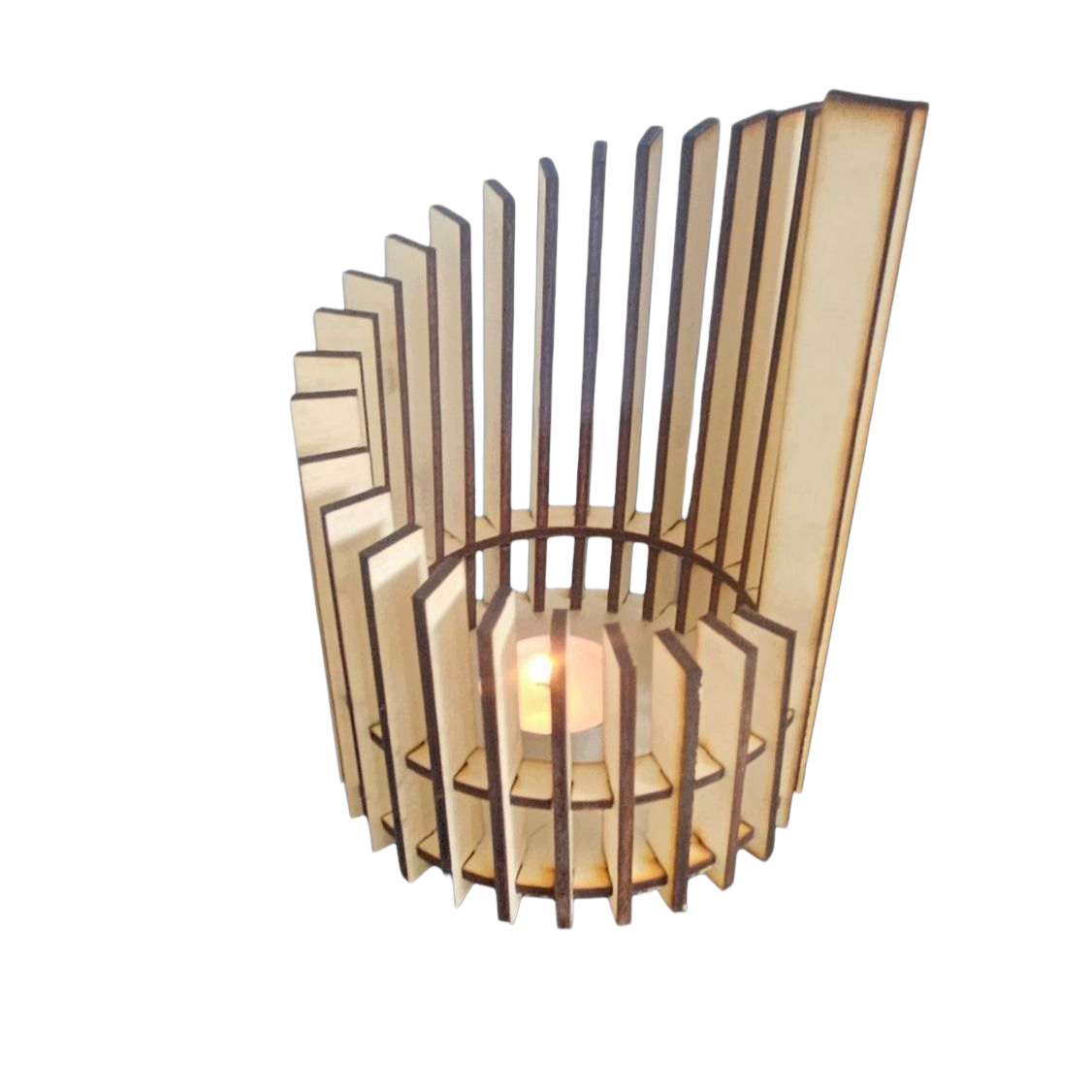 Holz Design Windlicht - Säule - Set