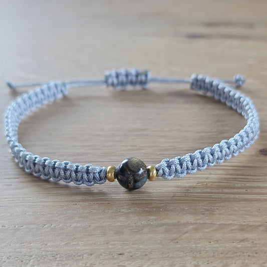Makramee-Armband – Line - See bule cloisonné