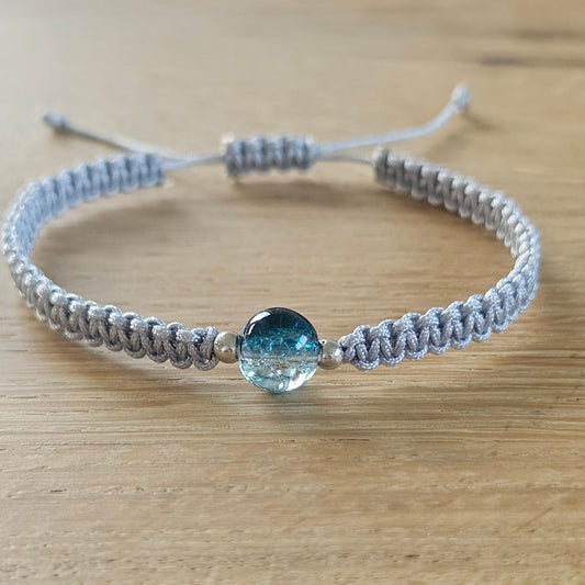 Makramee-Armband – Line - Kristallglasperlen blau