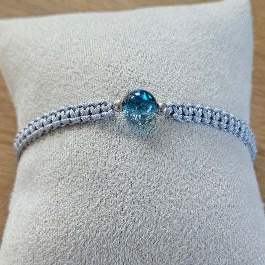 Makramee-Armband – Line - Kristallglasperlen blau