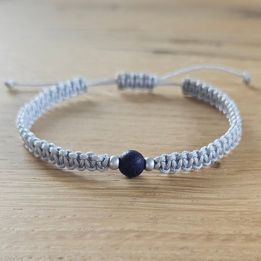 Makramee-Armband – Line - Drachenachat lila
