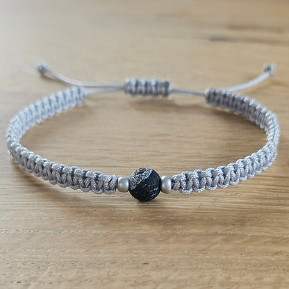 Makramee-Armband – Line - Drachenachat schwarz