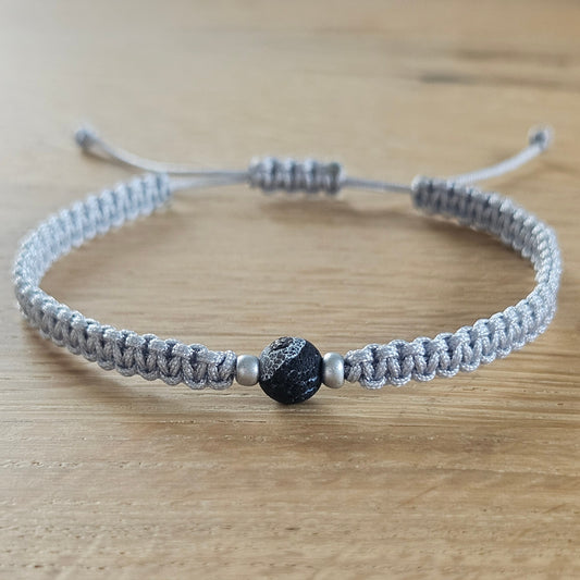 Makramee-Armband – Line - Drachenachat schwarz