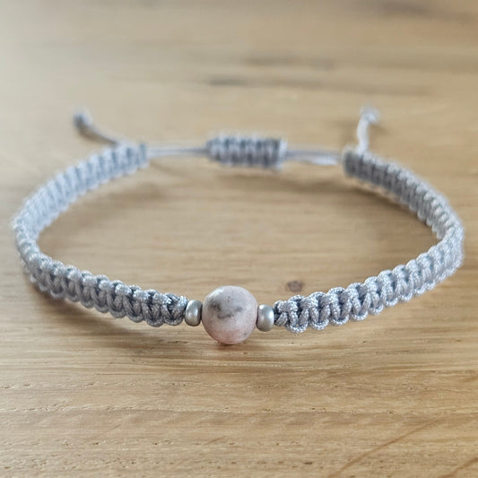 Makramee-Armband – Line - Zebra Jaspis