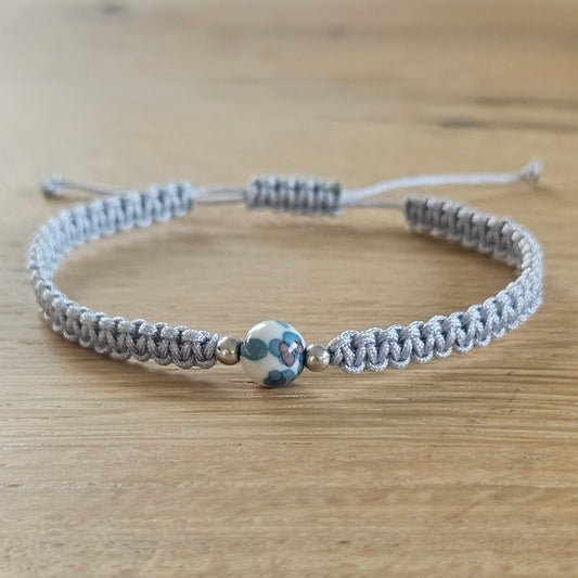 Makramee-Armband – Line - petrol blue
