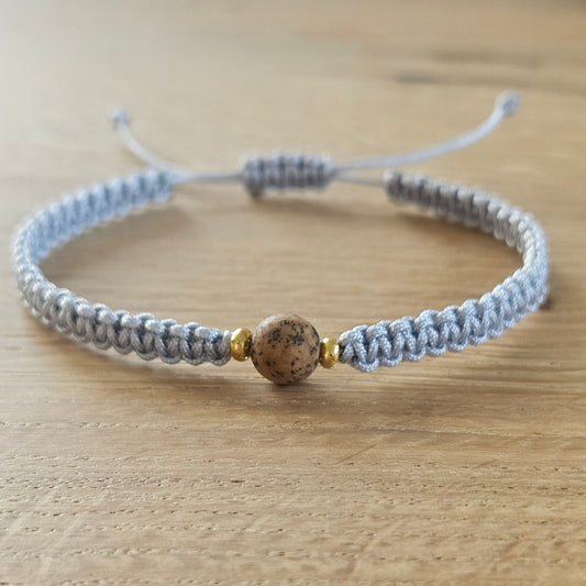 Makramee-Armband – Line - Dalmatiner Jaspis braun