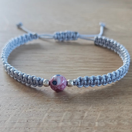Makramee-Armband – Line - light pink blue