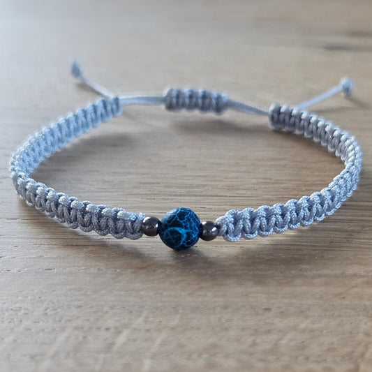 Makramee-Armband – Line - Drachenachat blau