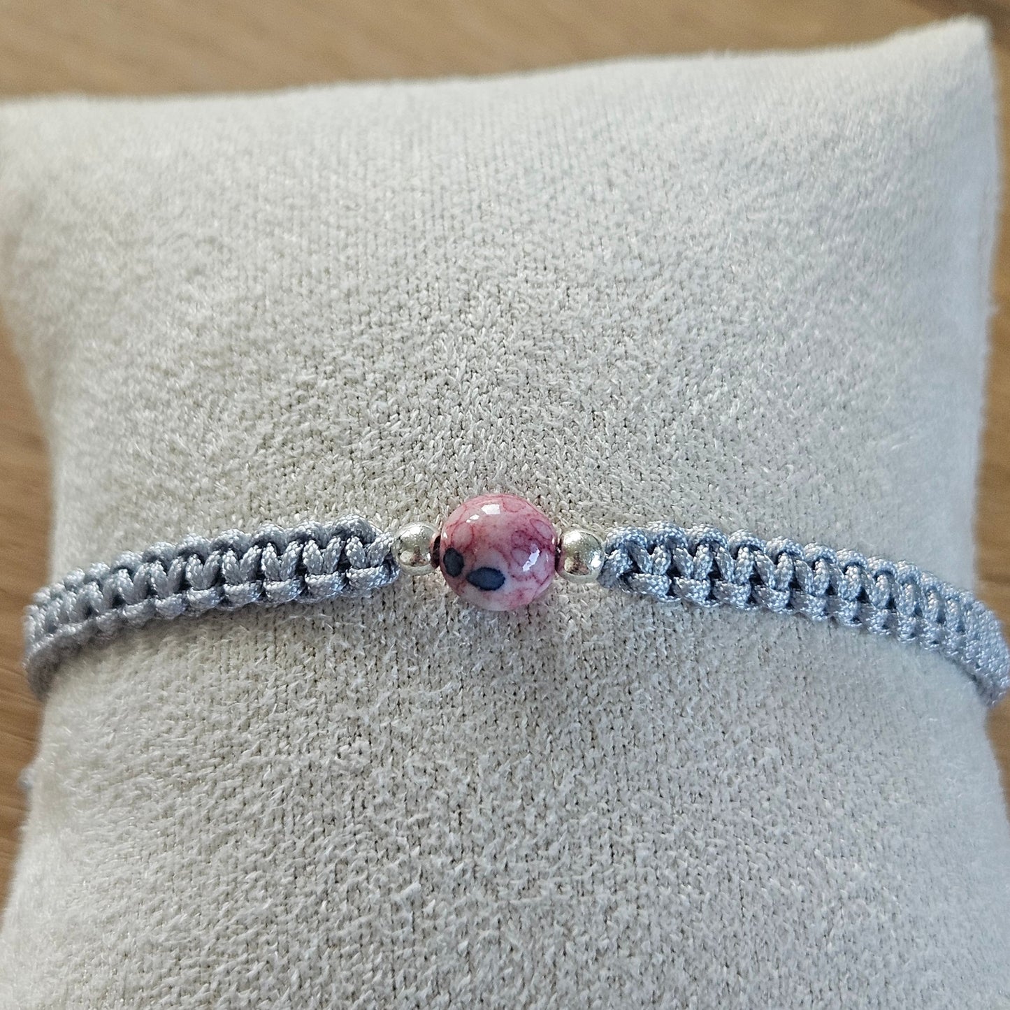 Makramee-Armband – Line - light pink blue