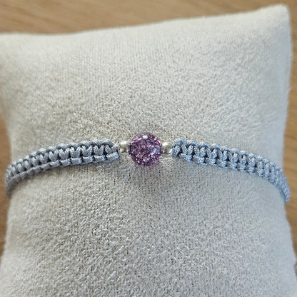 Makramee-Armband – Line - rissige Quarzperlen lila