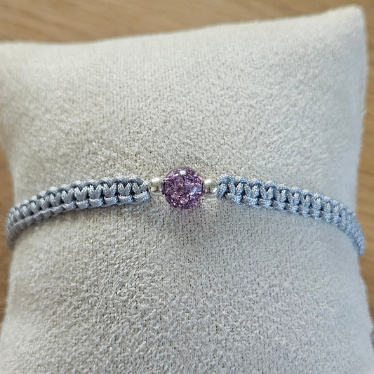 Makramee-Armband – Line - rissige Quarzperlen lila