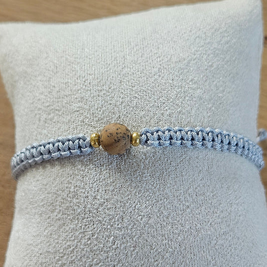 Makramee-Armband – Line - Dalmatiner Jaspis braun