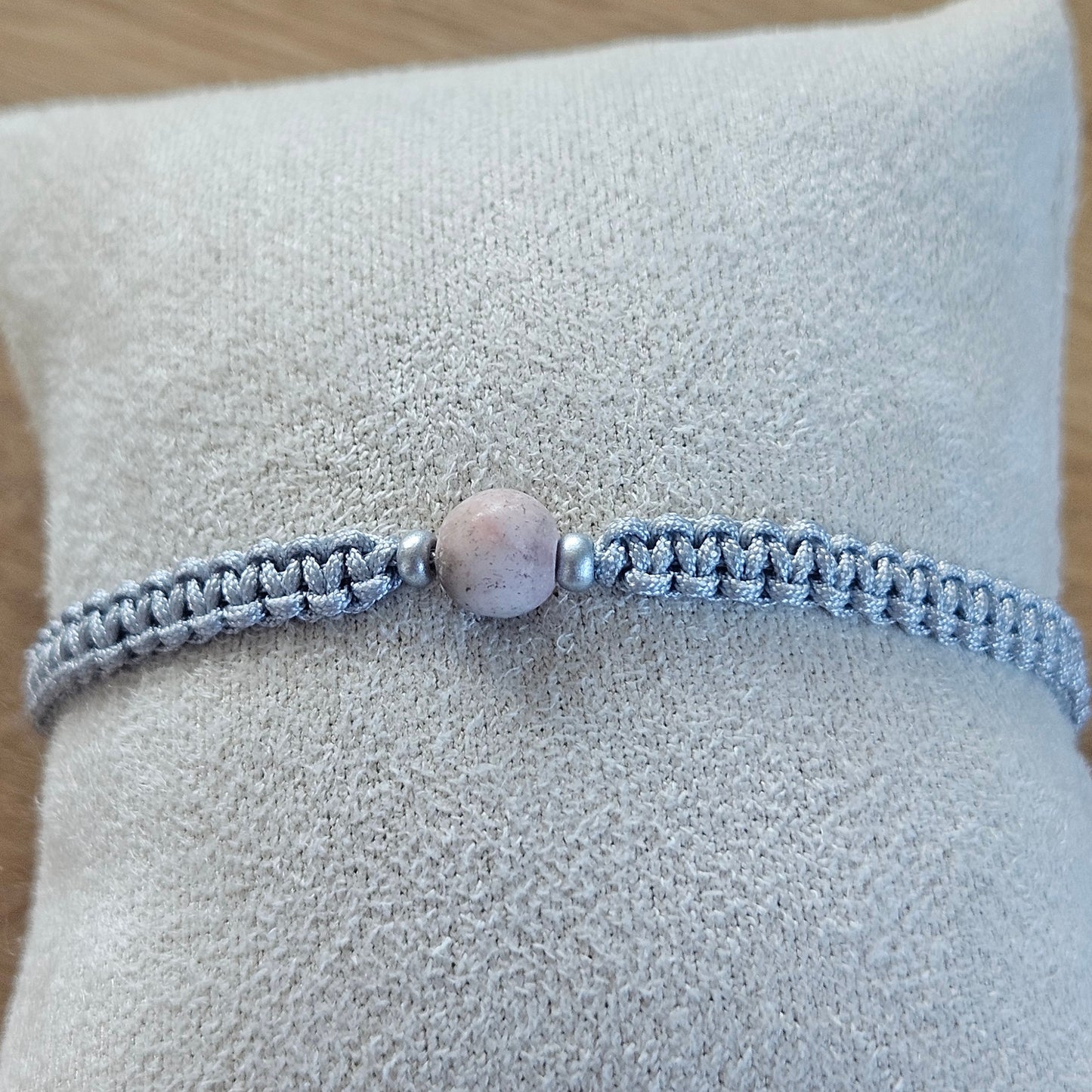 Makramee-Armband – Line - Zebra Jaspis