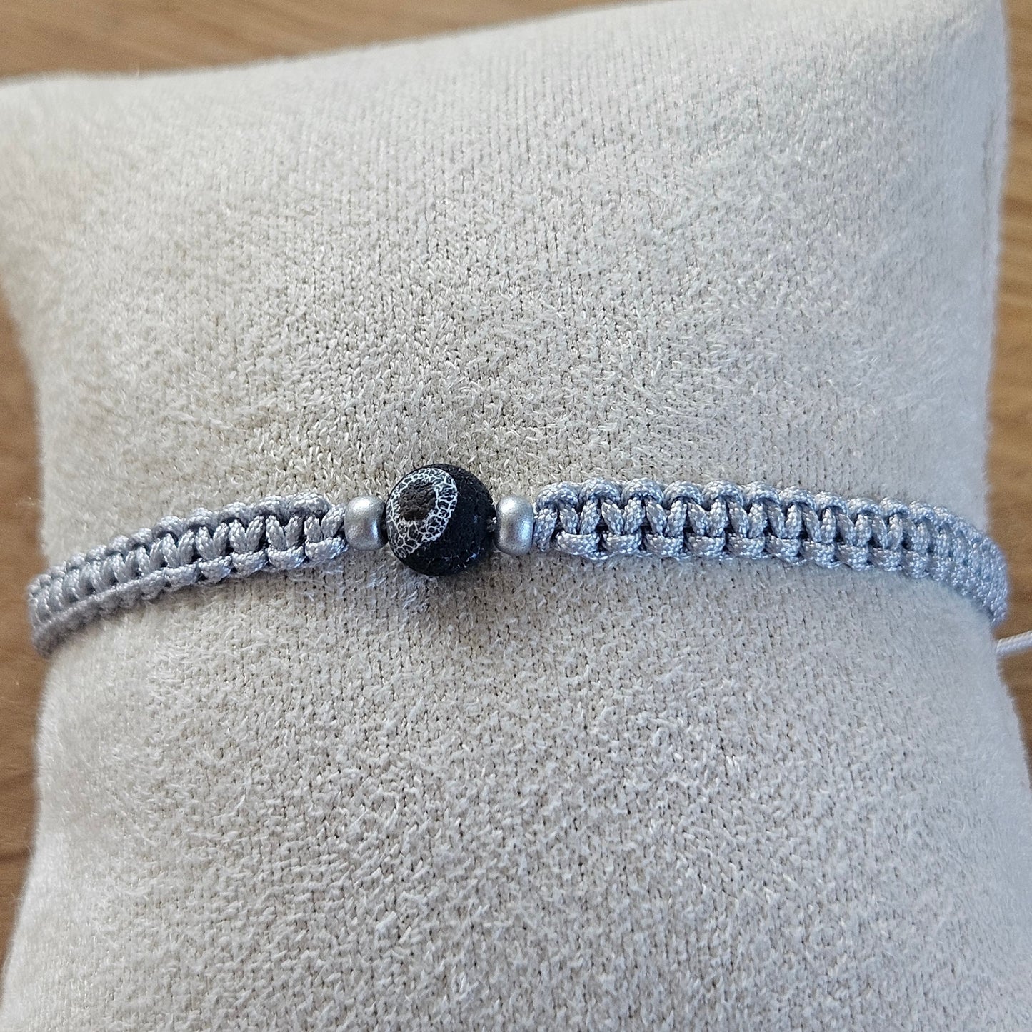 Makramee-Armband – Line - Drachenachat schwarz