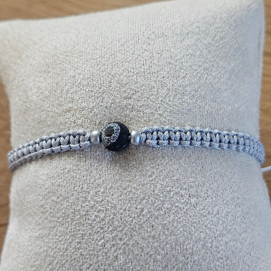 Makramee-Armband – Line - Drachenachat schwarz