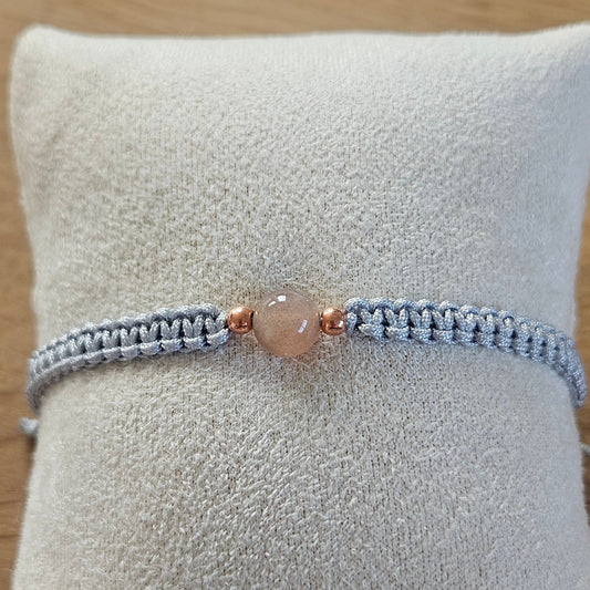 Makramee-Armband – Line - Rosenquarz