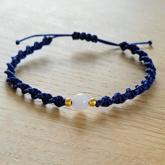Makramee-Armband – Twist - Rosenquarz