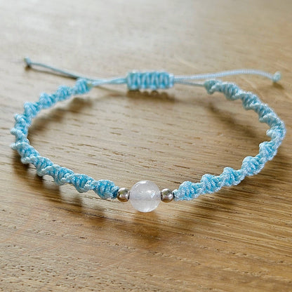 Makramee-Armband – Twist - Rosenquarz