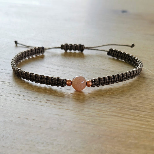 Makramee-Armband – Line - Mondstein