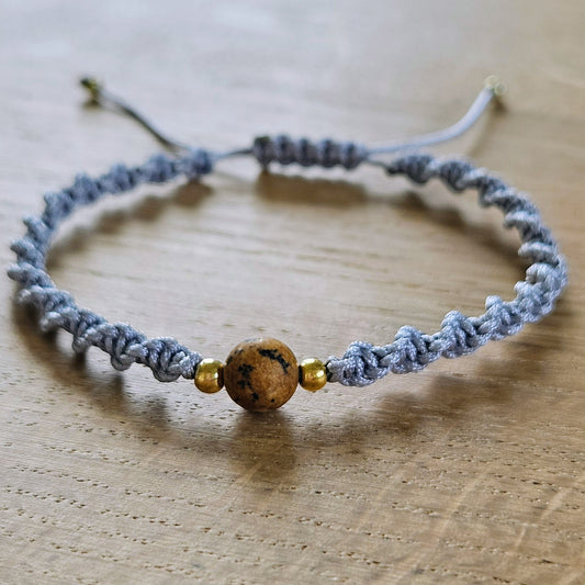 Makramee-Armband – Twist - Dalmatiner Jaspis braun