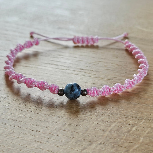 Makramee-Armband – Twist - Dalmatiner Jaspis blau