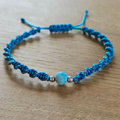 Makramee-Armband – Twist - Drachenachat hellblau