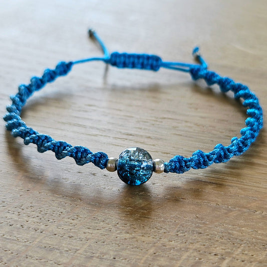 Makramee-Armband – Twist - Kristallglasperlen blau