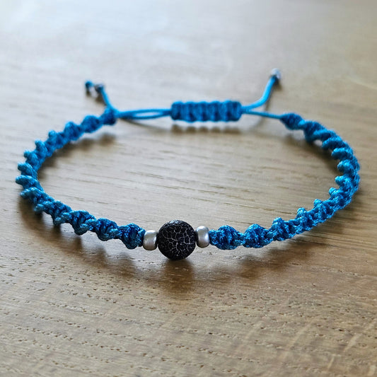 Makramee-Armband – Twist - Drachenachat schwarz